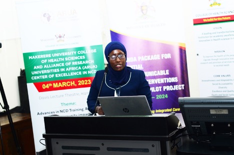 Dr. Hasifa Kasule from WHO highlighting global priority areas for research and training around NCDs